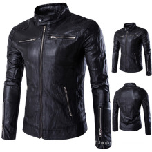 Homme Porter Fournisseur Bomber Style Veste En Cuir Lavé PU En Cuir Veste Hommes